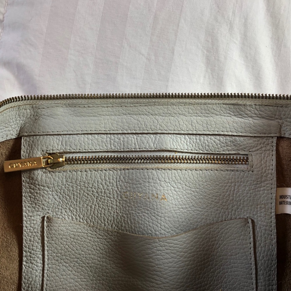 LARGE Cuyana Sky Blue Leather Tote Bag Purse - Picture 5 of 6